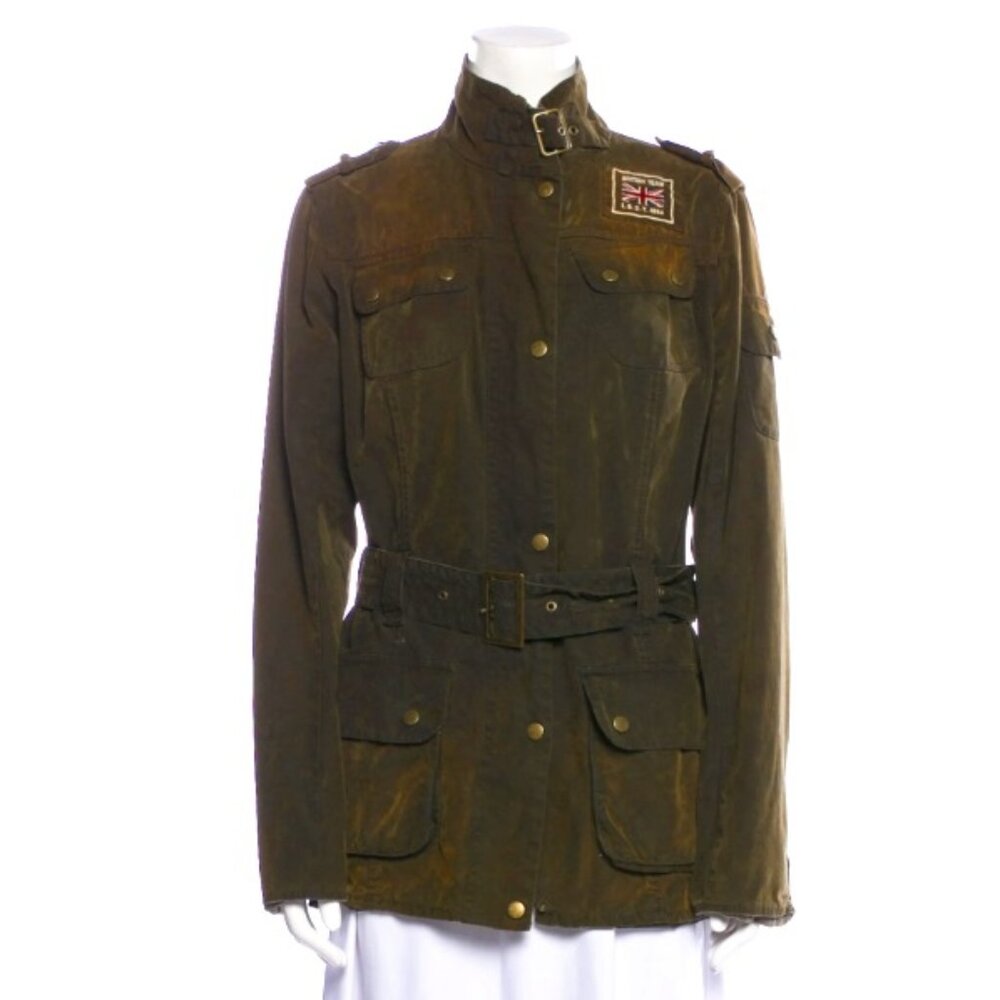 Barbour Green Waxed Cotton Utility Jacket UK 10 US 14